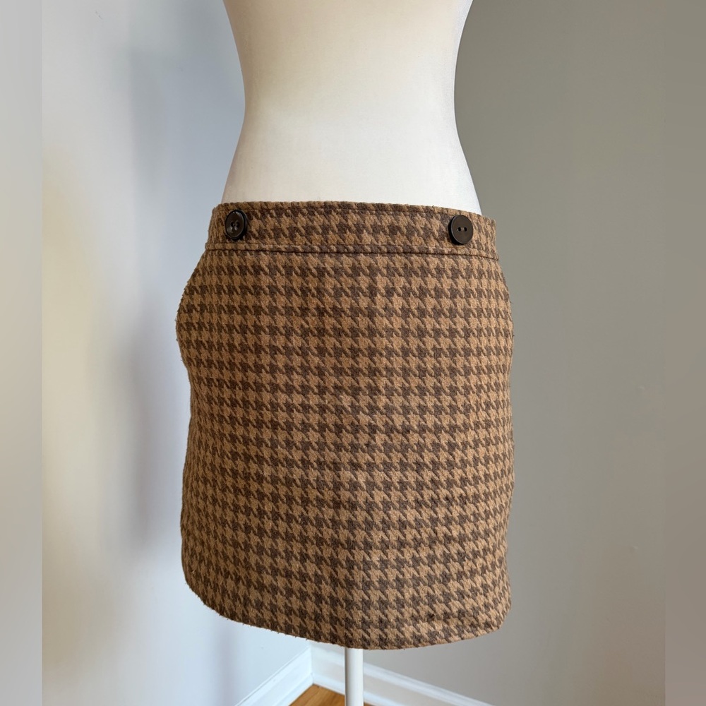 LOFT Houndstooth Mini Skirt with Button Detail